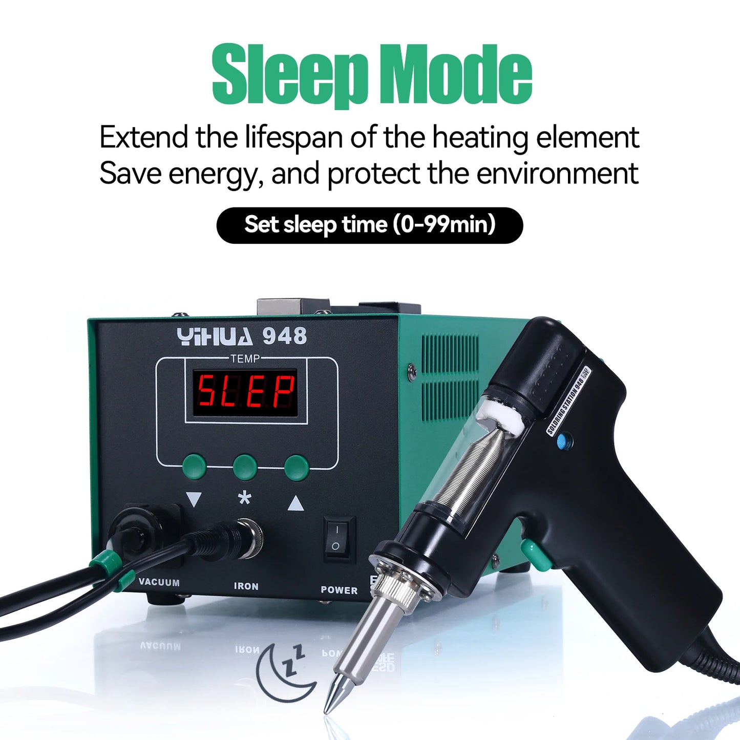 YIHUA 948 Digital Display Soldering Station Suction 90W Temperature Adjustable Soldering Iron Tin Gun Desoldering Station