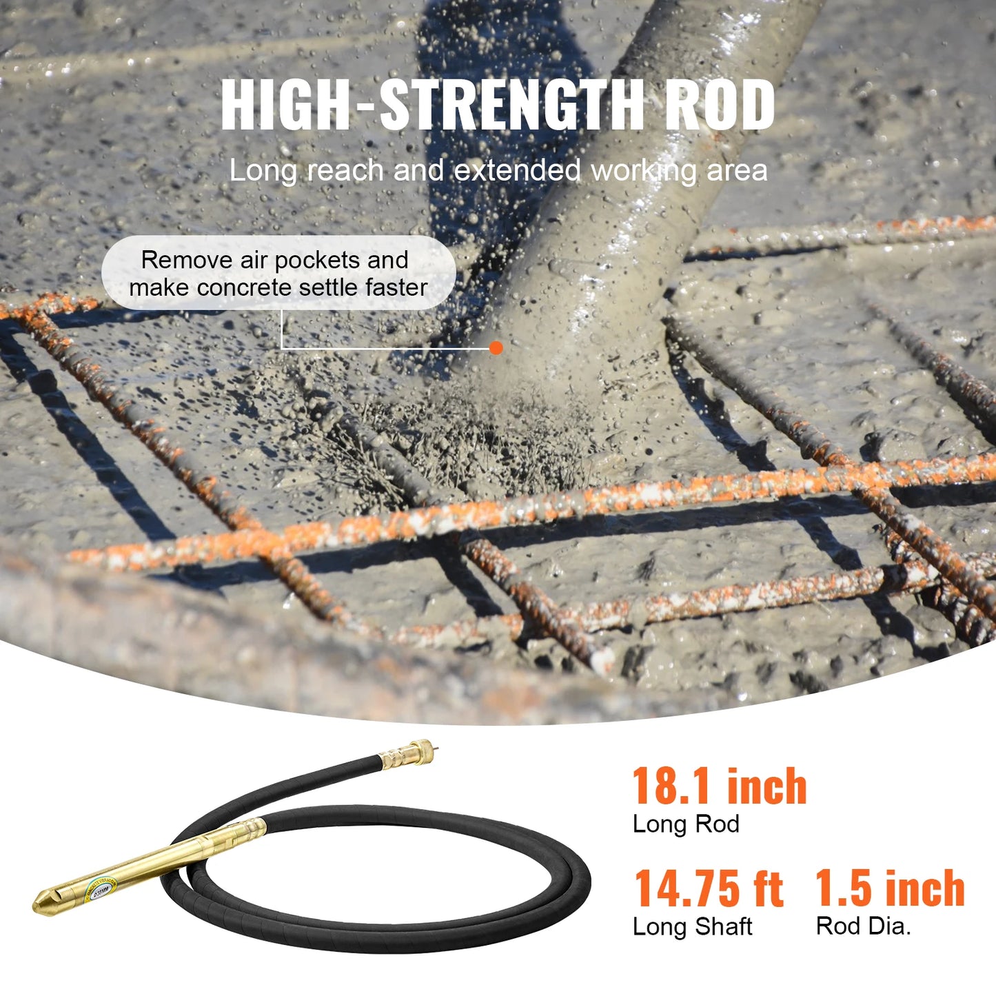 SucceBuy Electric Concrete Vibrator 1300W 16000 VPM 2HP Copper Motor Handheld Portable Pencil Remove Air Bubble and Level