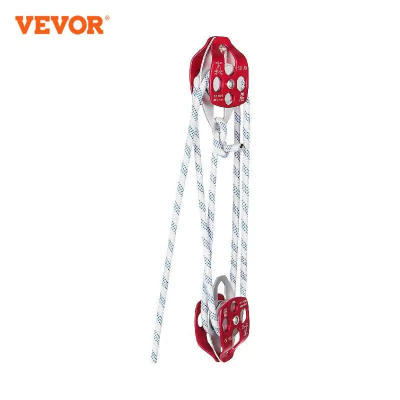 SucceBuy 6600lbs 7700lbs Twin Sheave Block and Tackle Heavy Duty Pulley 7/16InchDouble BraidRope for Outdoor Rescue TreeClimbing