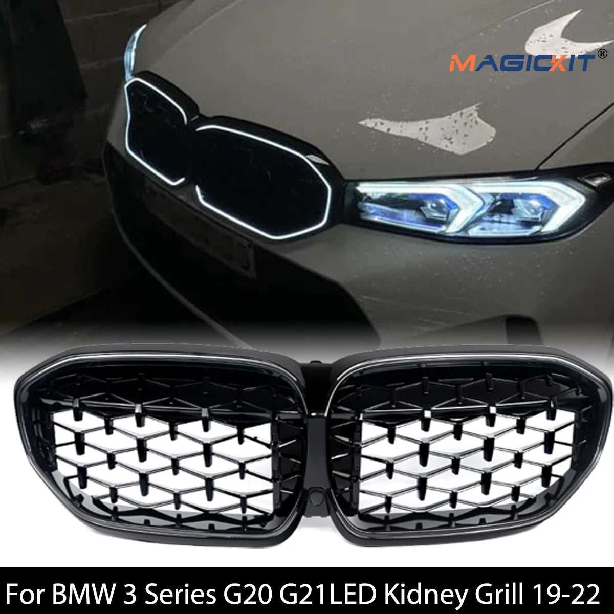 MagicKit BMW Front Bumper Kidney Grille With LED Light