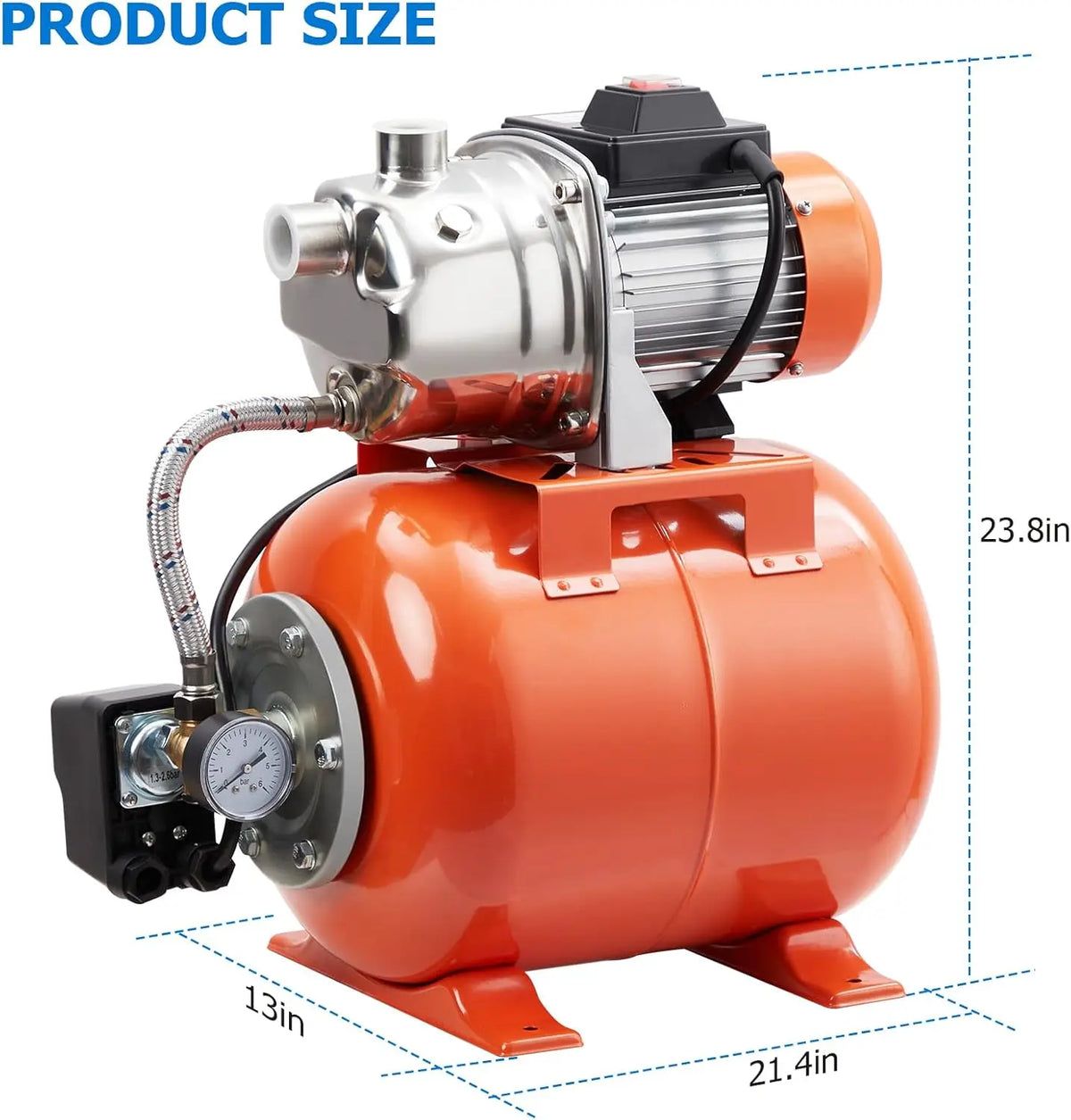 1HP Automatic Shallow Well Booster Pump For Home Irrigation