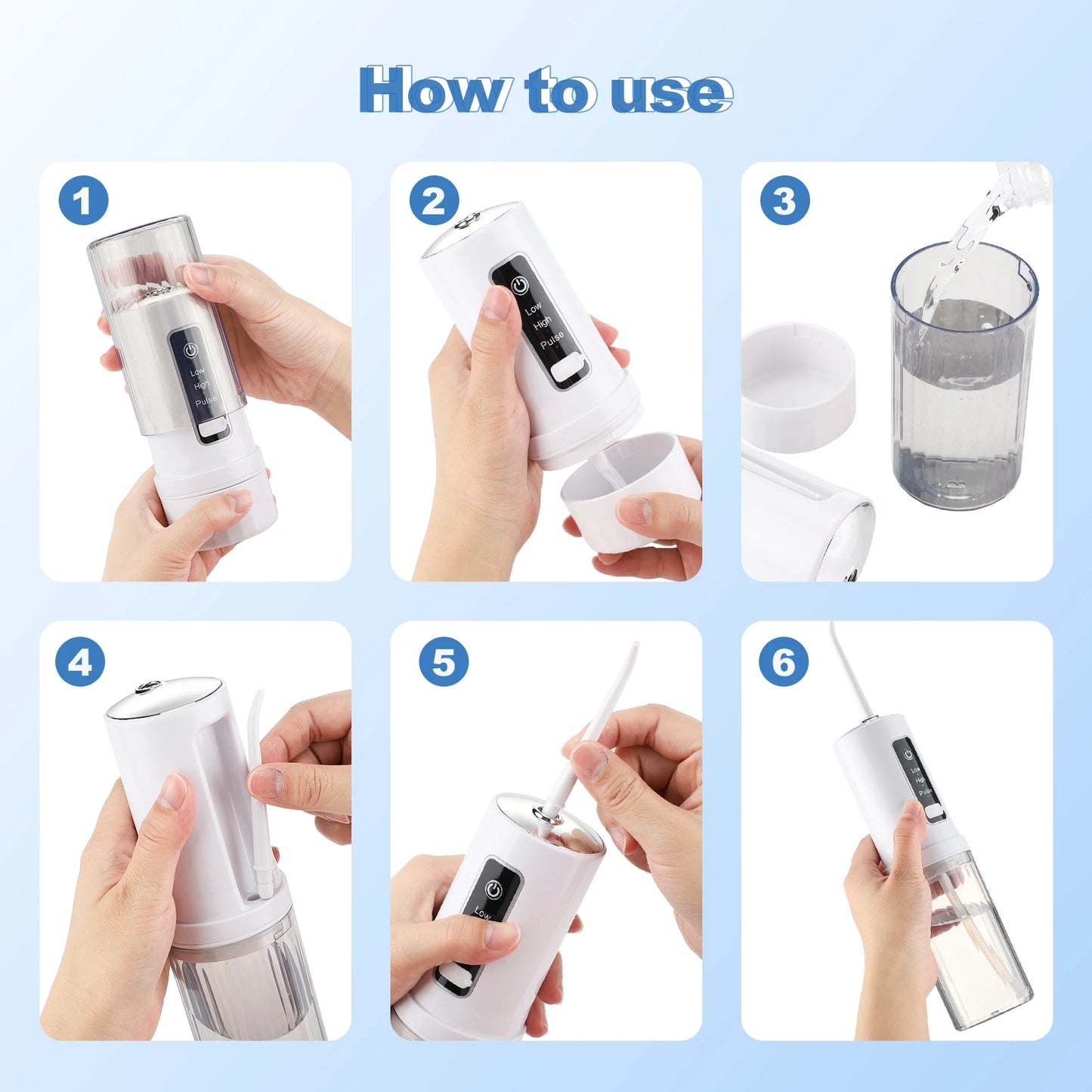Portable Rechargeable Oral Irrigator with 4 Nozzles, 3 Modes (Low/High/Pulse), 230ml Water Tank, IPX7 Waterproof, USB Charging, 1800 Pulses/Min, 60-120PSI, for Teeth Cleaning, Gum Care, Travel & Home Use