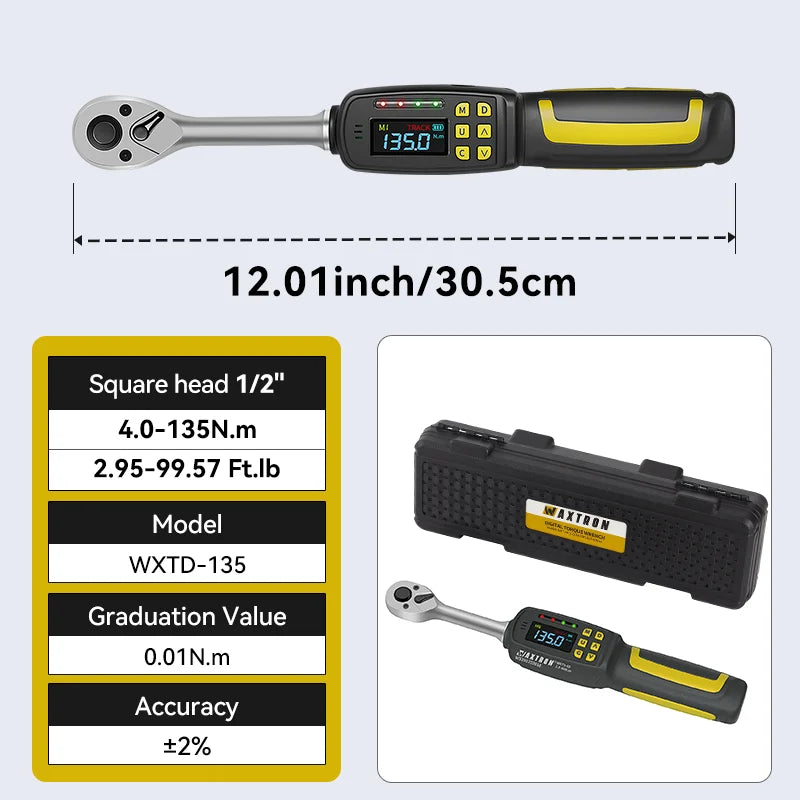 1/2'' Digital Torque Wrench 2% Accuracy Hand Tools 1/4'' 3/8'' Torque Wrench Digital For Auto Motorcycle Bike Waxtron Hot