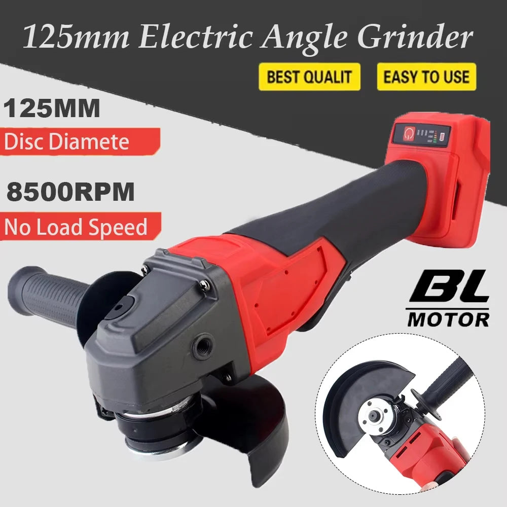 125mm Electric Angle Grinder 3 Gear Brushless Cordless Cutting Polishing Grinding Power Tool For Milwaukee 18V Battery Pin