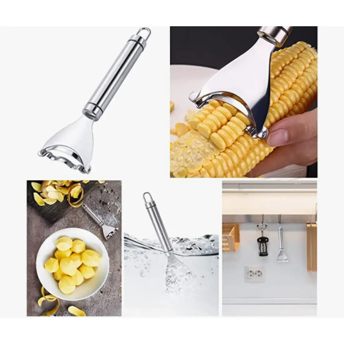 Home Y-Shaped Corn Peeler - Stainless Steel Fast Kernel Remover 3 Seconds Per Corn Kitchen Corn Shelling Lazy Tool