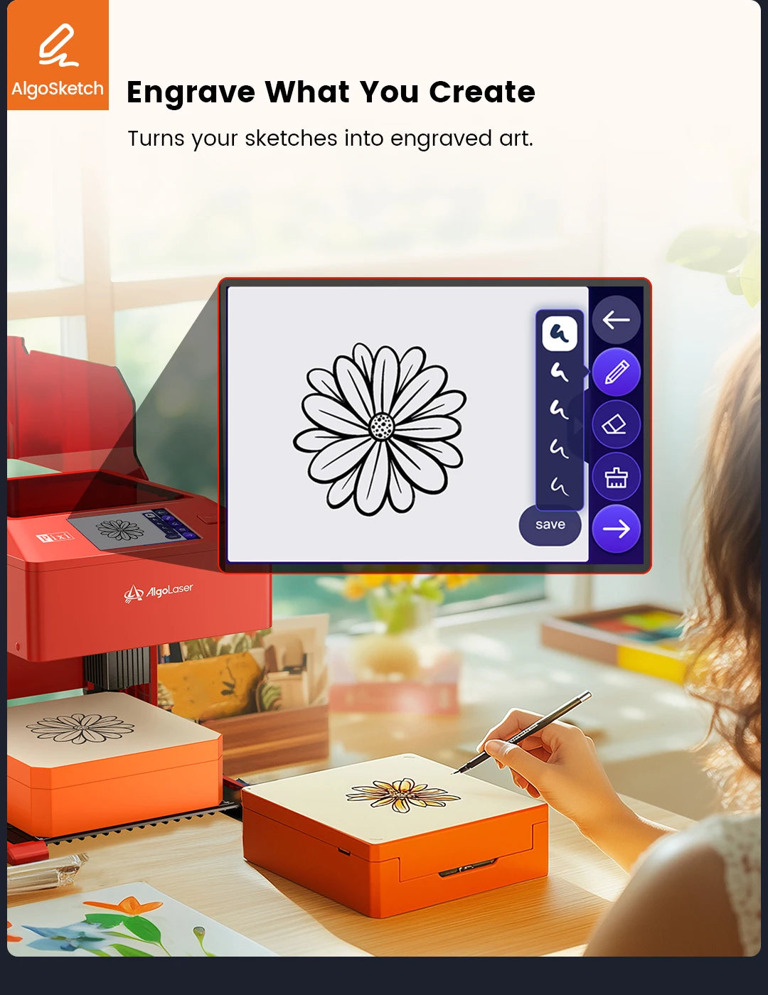 AlgoLaser Leather Coated Metal Glass Wood Mini Laser Engraving Kit Glass Etching Machine with Rotary Portable Woodworking Engraving Machine with Rotary Roller High Precision Engraver Cutter for DIY Hobby Craft Watt Desktop Do