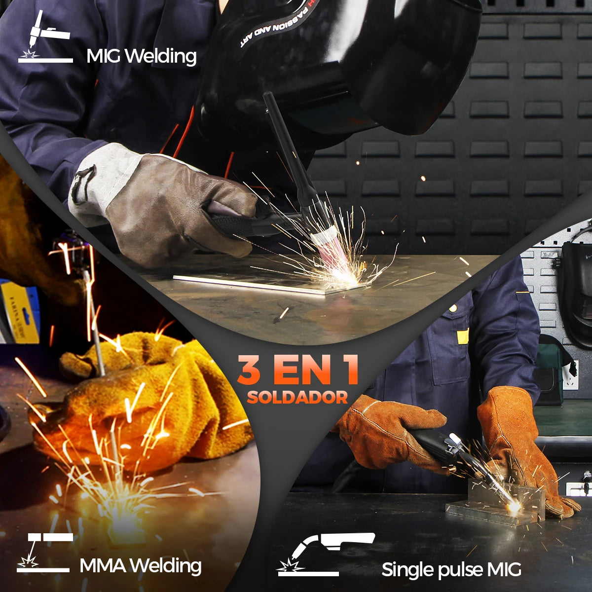 145A Flux Core MIG Welder110V Gasless Flux Core/Lift TIG/Stick 3 in 1 Portable Mini Welding Machine for Beginner