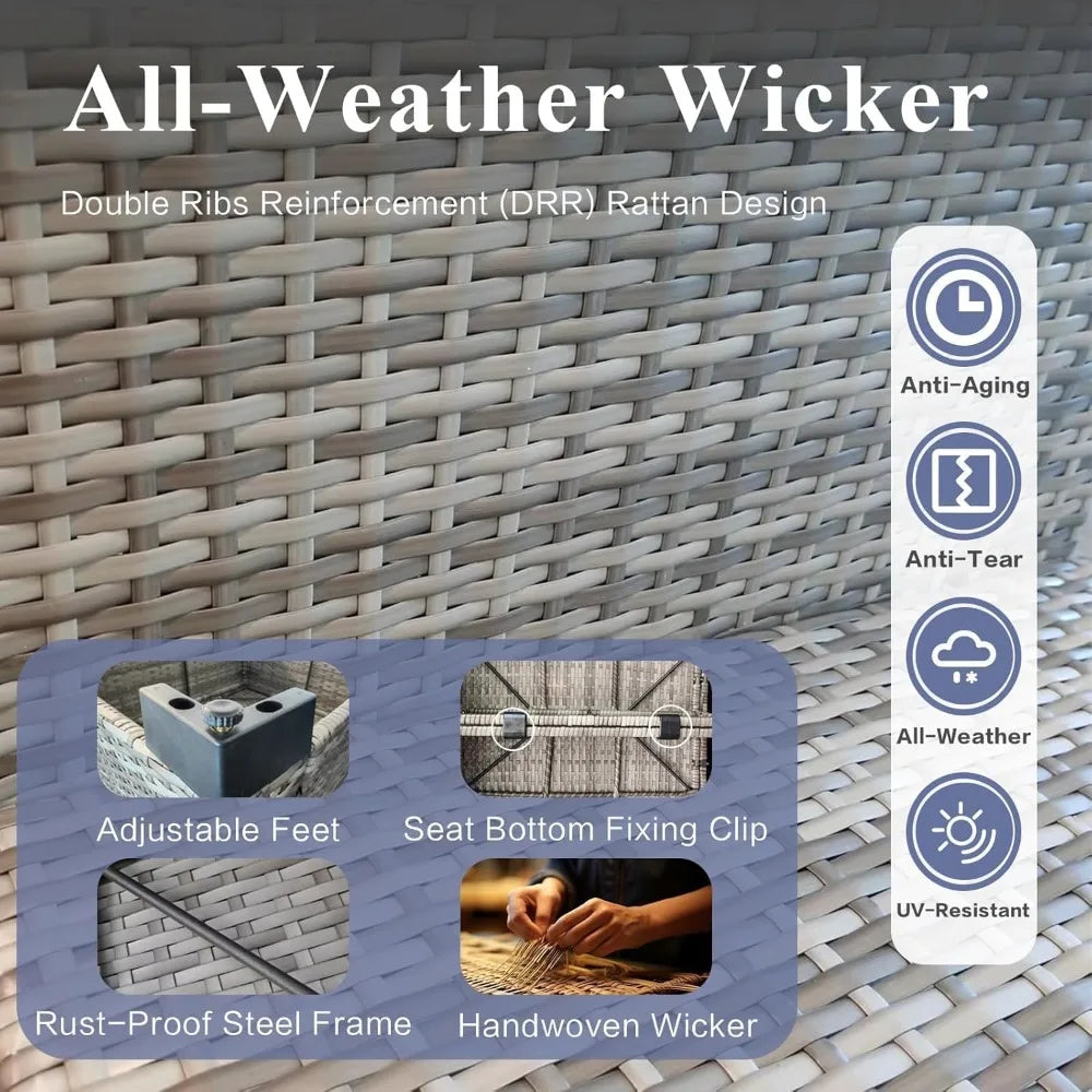 Xiaolang Outdoor Wicker Sectional Sofa Set With Patio Coffee Table