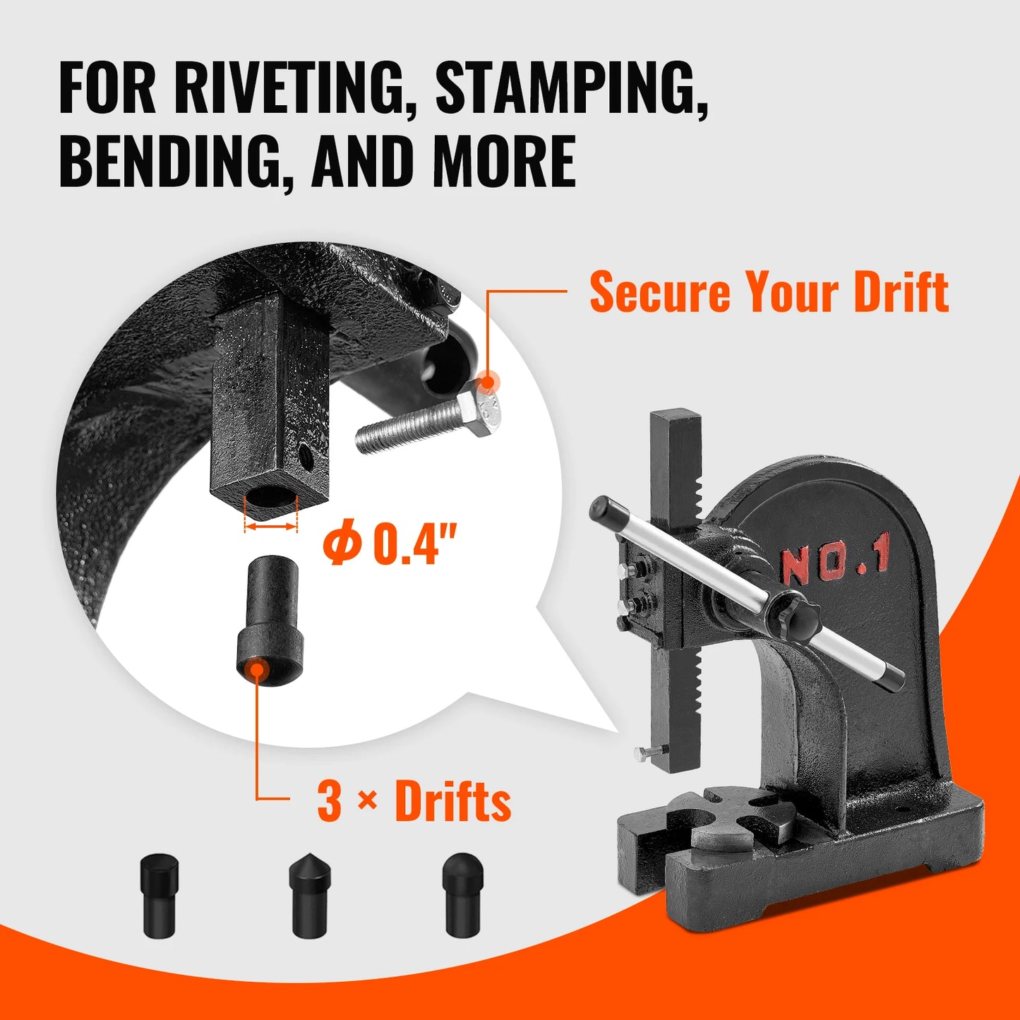 SucceBuy 1 Ton Arbor Press Manual Arbor Press Cast Iron Heavy-duty Manual Desktop Arbor Press Precision Hand Press for Stamping