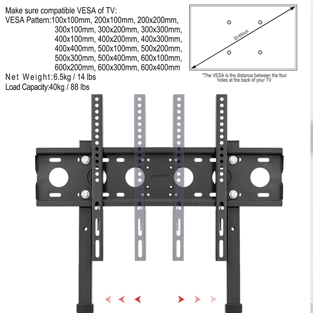 UNHO höhenverstellbarer mobiler TV-Ständer, geeignet für 32-85-Zoll-LED-LCD-Bildschirm, porenfreie Installation, kompatibel mit Panel-TV, Spielmonitorständer, VESA-Standard 600 × 400 mm, maximale Tragfähigkeit 40 kg / 8