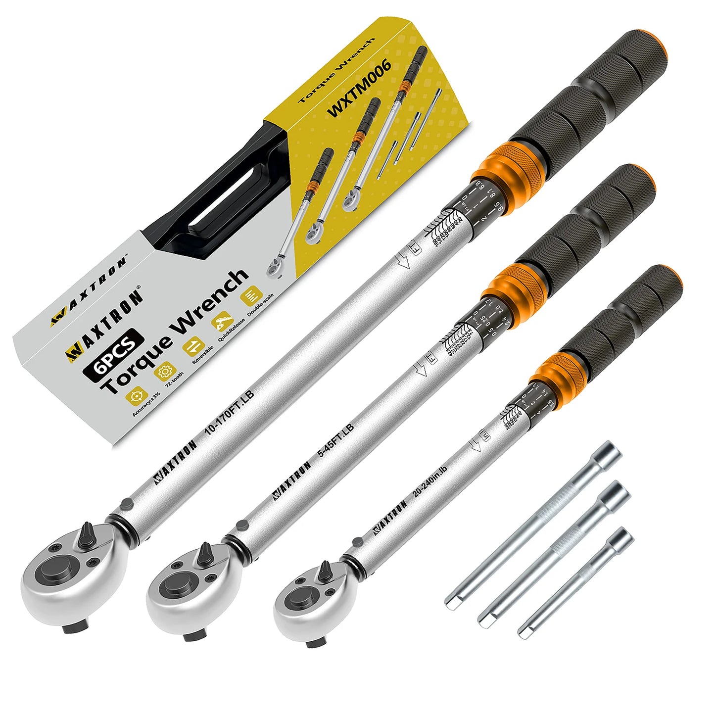 Waxtron Torque Wrench 1-220N.m ±3% Accuracy 1/2'' 1/4'' 3/8'' Drive Professional Maintenance Tools for Motorcycles and Bikes Hot