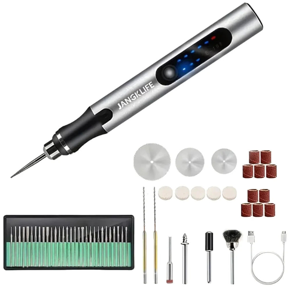 Cordless Rotary Tool Set - Rechargeable Engraving Pen with Adjustable Speeds, Portable Woodworking Kit for Sanding, Polishing, Drilling & Etching, 280mAh Battery, Carving Pen，Engraving, DIY Crafts