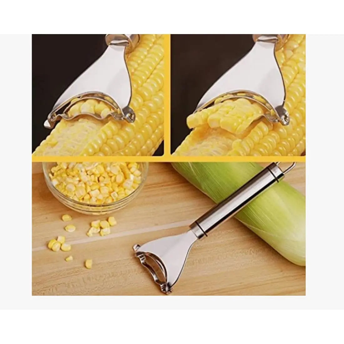 Home Y-Shaped Corn Peeler - Stainless Steel Fast Kernel Remover 3 Seconds Per Corn Kitchen Corn Shelling Lazy Tool
