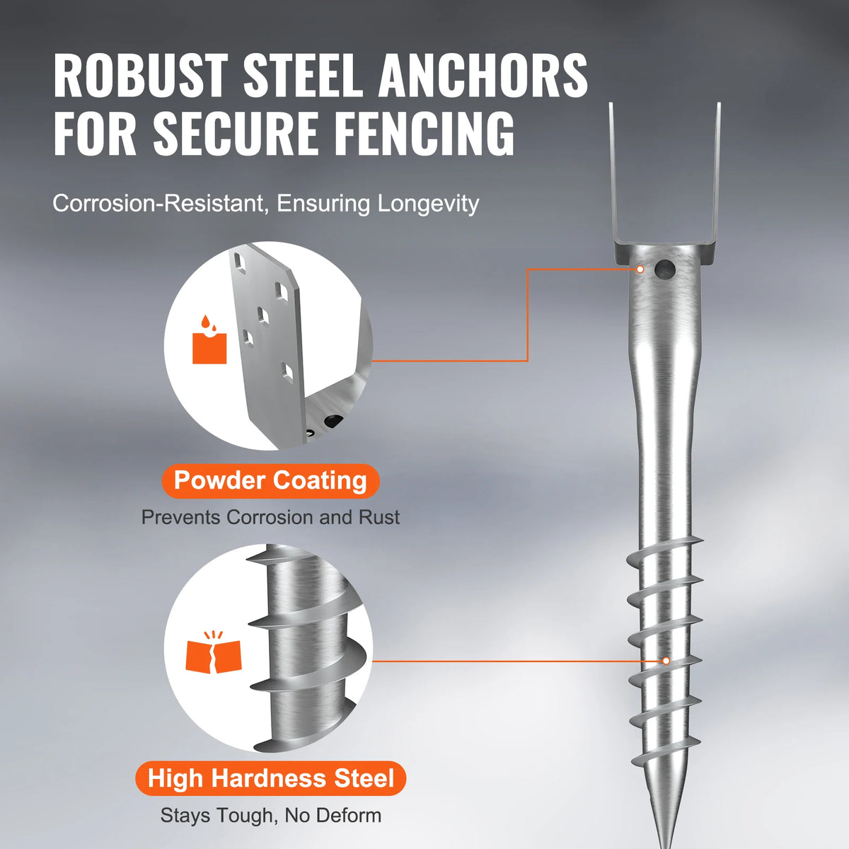 Heavy Duty Steel Ground Anchor Screw Post Stake With Clamp