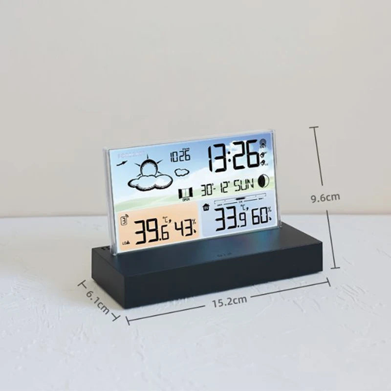 Digital Weather Station, Weather Forecast, Alarm Clock Indoor Outdoor Temperature & Humidity Meter Calendar, Sauna, Desktop Deco