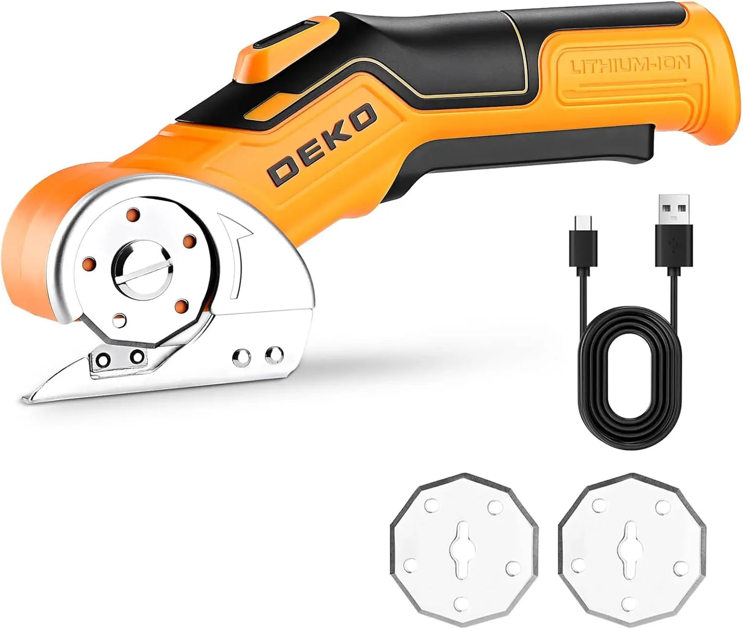 DEKOPRO Professional 3.7 V Electric Sewing Scissors – Multifunctional Electric Scissors – Powerful Cardboard Cutter for Fabric,