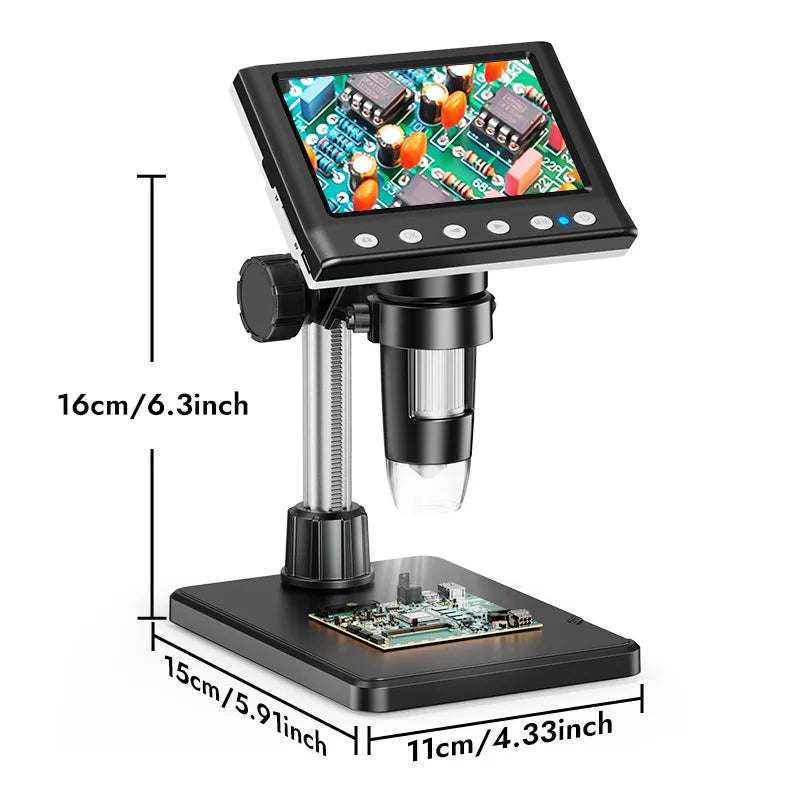 Hayve 4.3'' Digital Microscope 1000X Coin Microscope 1080P Video Microscope for Adult Soldering Microscope With 8 LEDs , PC View