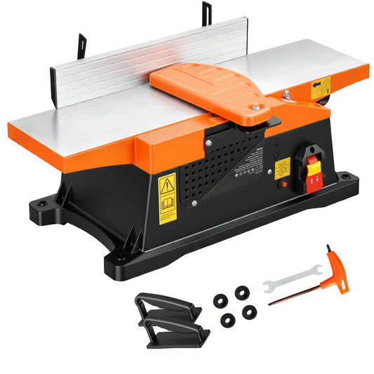 SucceBuy 6in 2HP 12000 RPM Benchtop Jointer 6 x 23 in Cast Aluminum Table Up to 1/8in Depth Adjustable Fence for Woodworking DIY