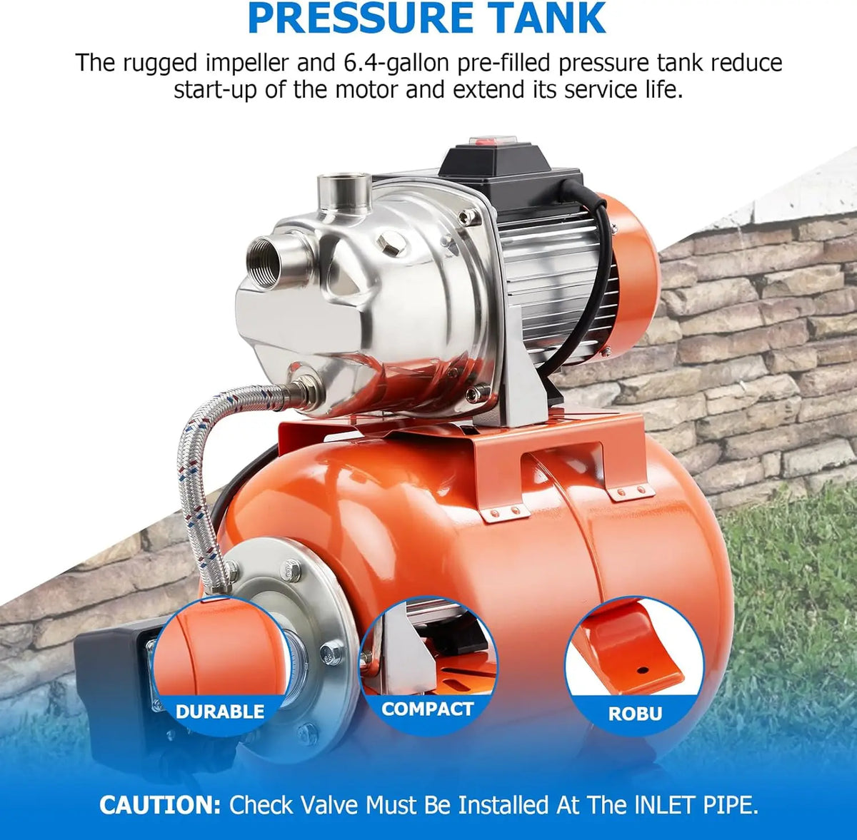 1HP Automatic Shallow Well Booster Pump For Home Irrigation