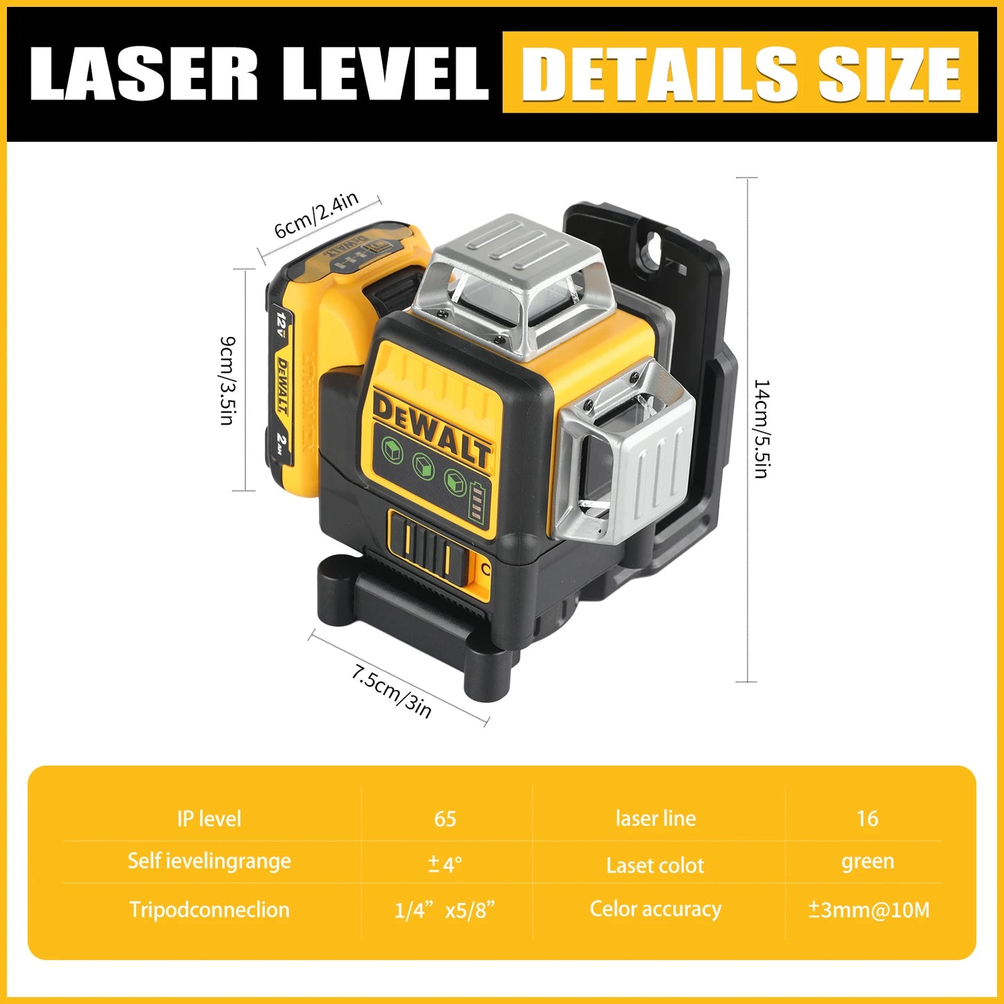 2026 Dewalt DW089LG 12V Green Laser Level, 12 Line 3-Sided 360° Vertical & Horizontal for Indoor Outdoor Project Lithium
