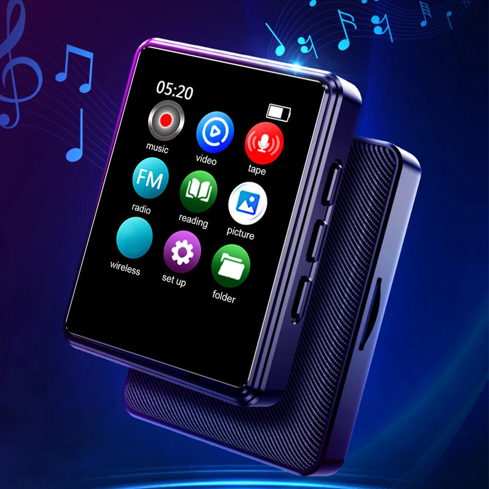 MP3/MP4 FM Radio Recorder Compatible with Bluetooth Digital Audio Player Built in Speaker 128GB 1.77 Inch for Student Daily Use