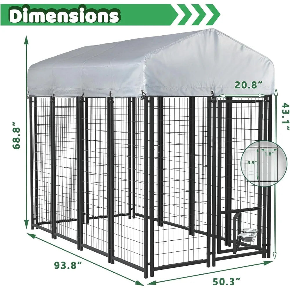 Heavy Duty Outdoor Dog Kennel With Double Latch And Sunshade Cover
