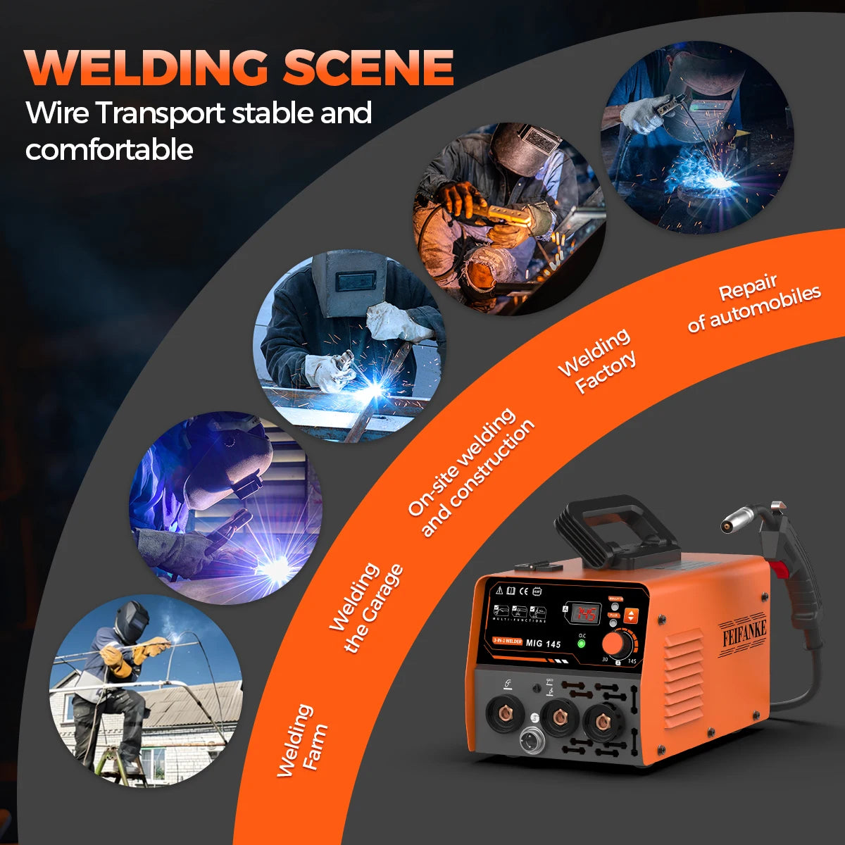 145A Flux Core MIG Welder110V Gasless Flux Core/Lift TIG/Stick 3 in 1 Portable Mini Welding Machine for Beginner