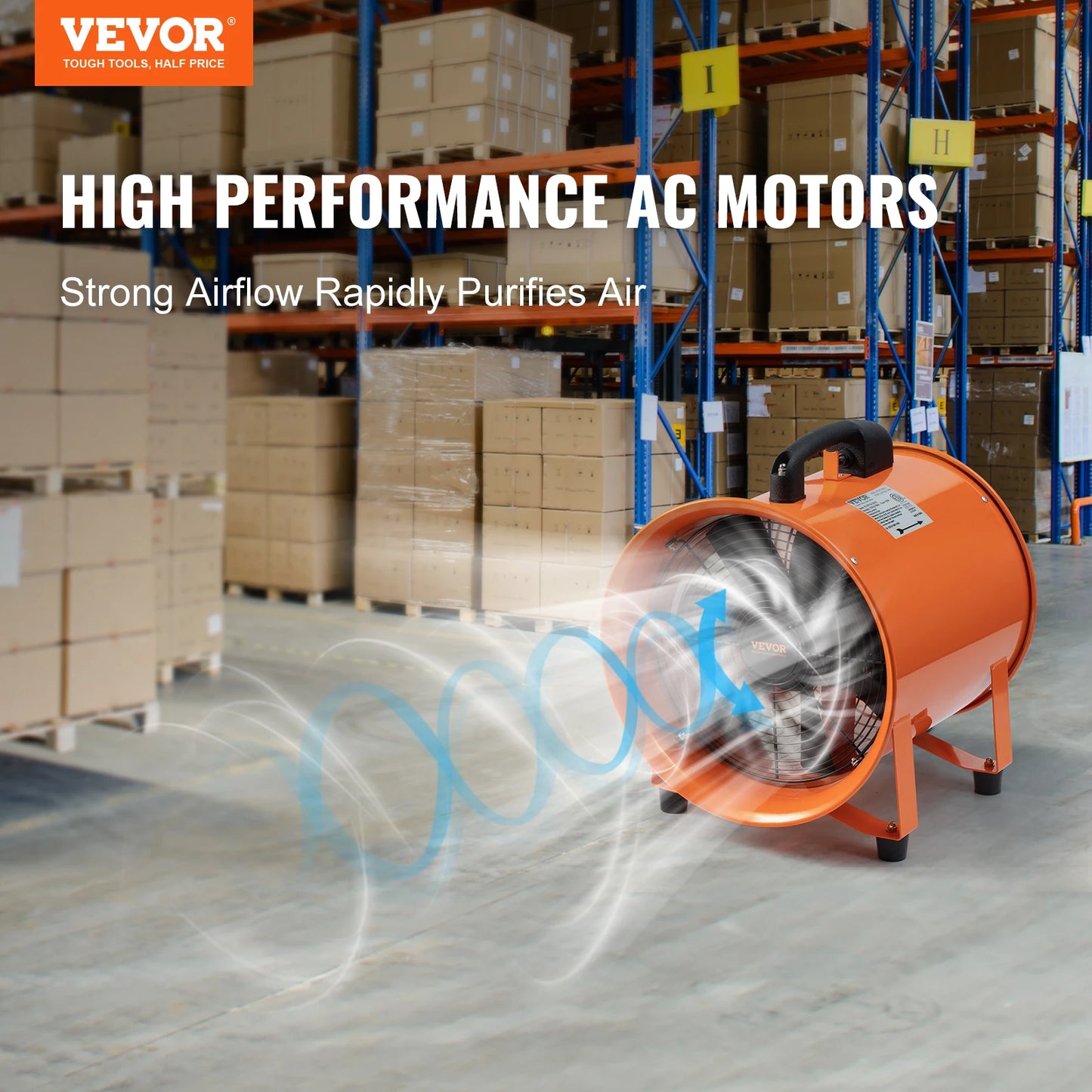 VEVOR 8 inch Exhaust Fan Industrial Ventilation Fan with 10M/5M PVC Duct Hose 145W Portable Extractor Blower for Warehouse Home
