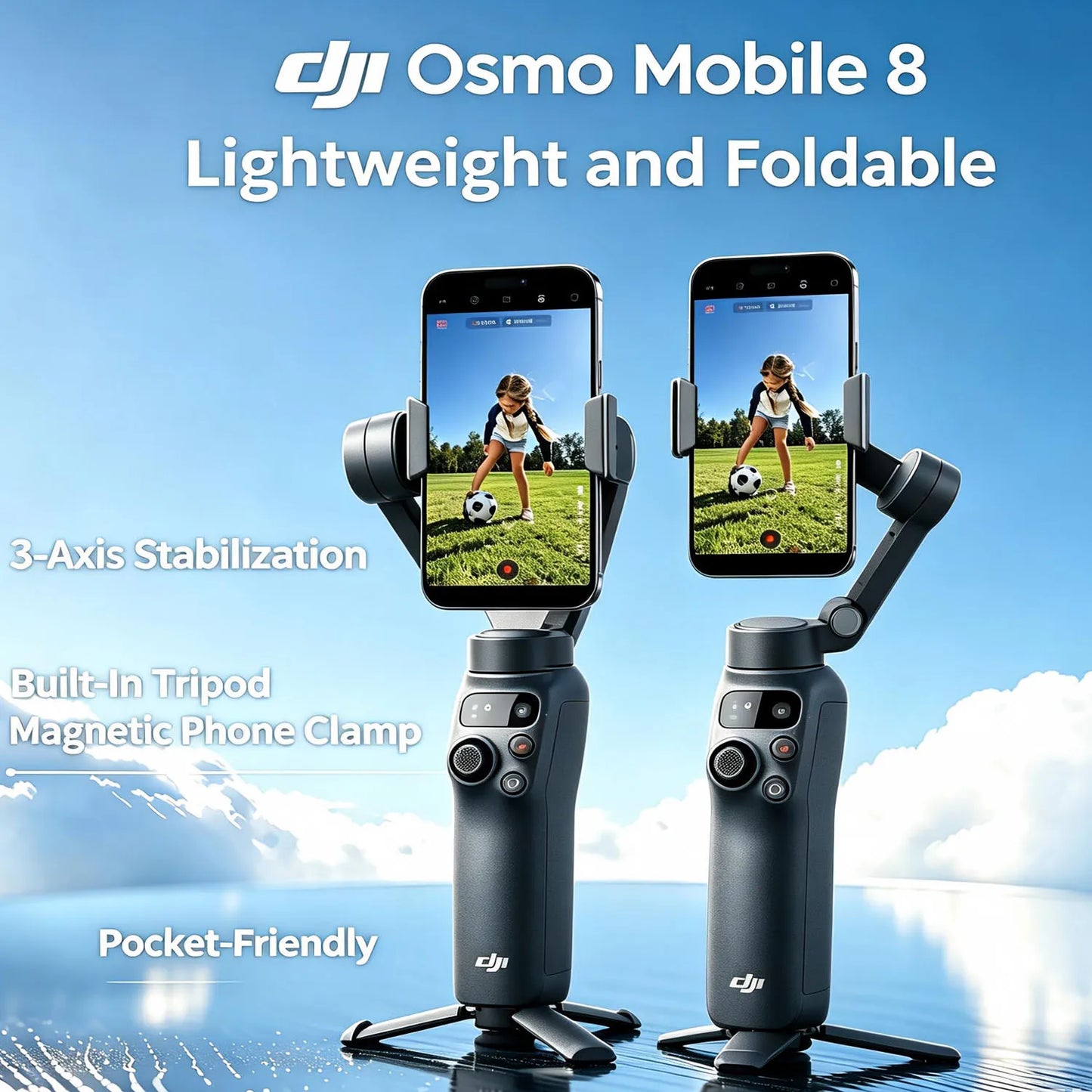 DJI Osmo Mobile 8 Advanced Tracking Combo Gimbal Stabilizer for Phone, AI Native Tracking with Audio & Lighting, 360° Pan Rotation, Built-in Extension Rod & Tripod, 10h Battery, Extension Rod