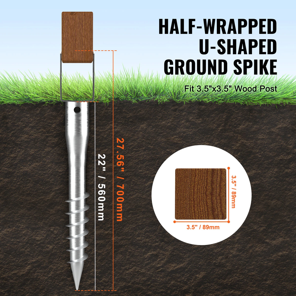 Heavy Duty Steel Ground Anchor Screw Post Stake With Clamp