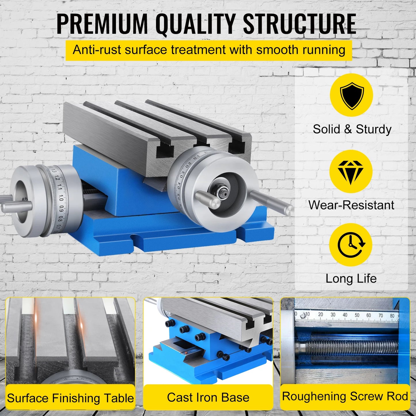 SucceBuy Milling Working Table 7.3 X 4 Inch Worktable Compound Slide Table for All Drill Stands Bench Drilling Milling Machine