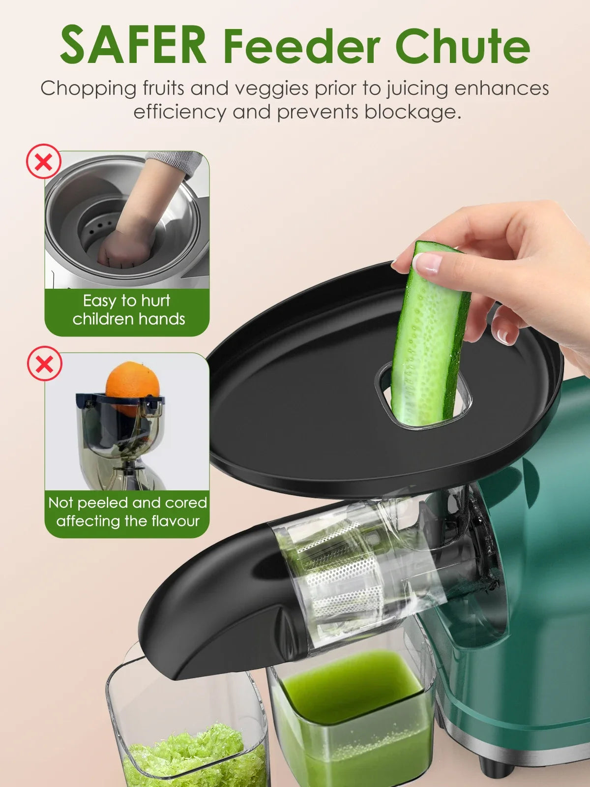 Slow Masticating Cold Press Juicer Reverse Function BPA-Free Quiet Easy Clean High Yield Fruit Vegetable Juice Extractor Home