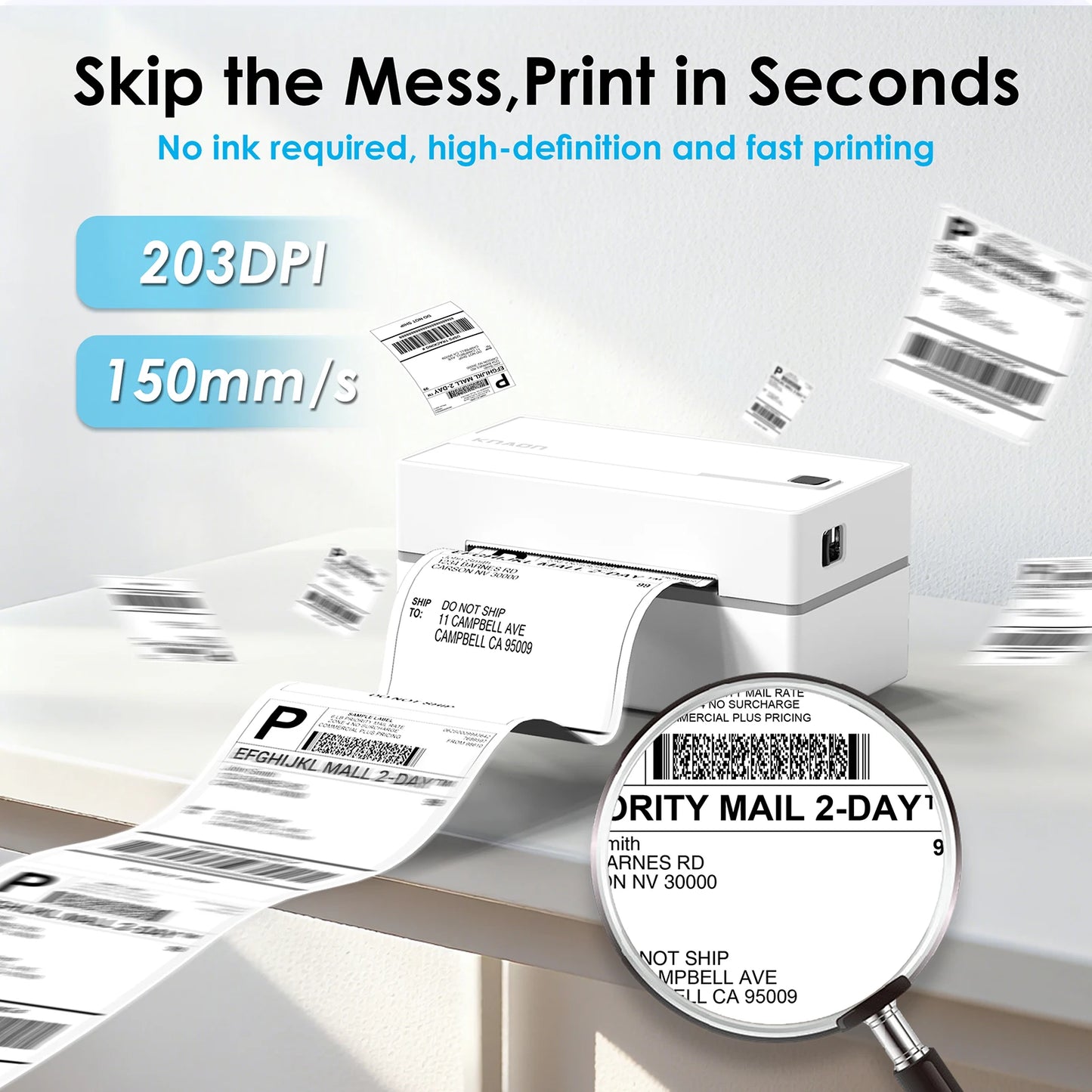 Thermal Label Printer -4x6 Shipping Label Printer for Small Business, Home Use - Compatible with Android, iPhone and Windows
