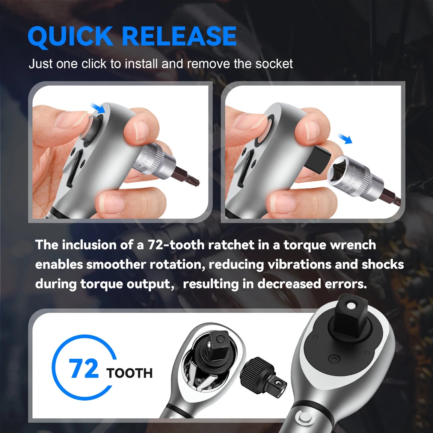 GOYOJO 1/4-Inch Bike Torque Wrench 32PCS (1.5–17.7 Ft-lbs/2-24 N.m) Reversible Head Dual-Scales 1/4 Torque Wrench 72 Tooth ±3% High Accuracy Click Torque Wrench Set For MTB Bicycle Maintenance