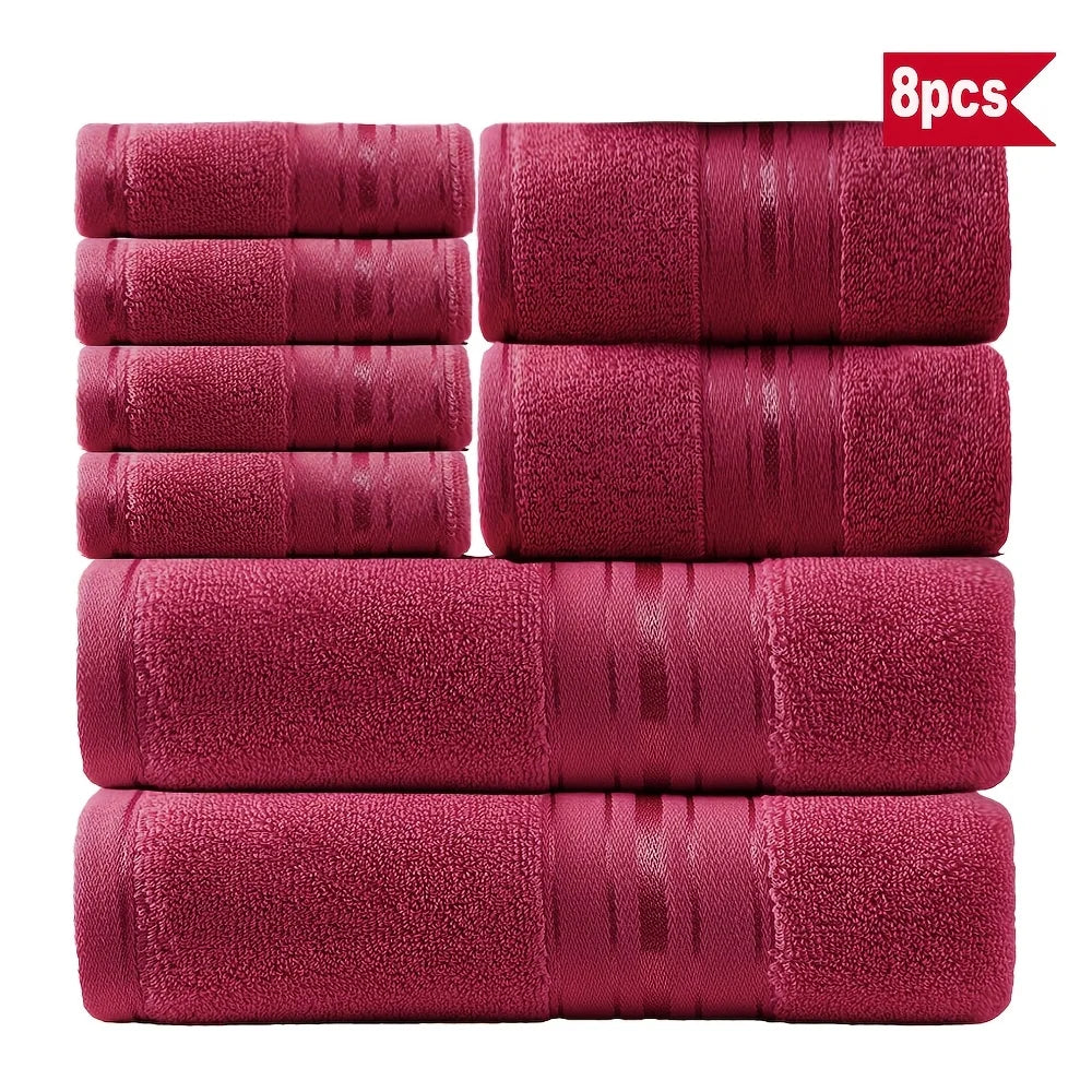 8 Piece Luxury Towel Set – Majestic Plush, Super Absorbent & Quicker-to-Dry, Thick 100% Ring Spun Cotton Towels for Bathroom, Spa & Hotel – 2 Bath, 2 Hand, 4 Washcloths