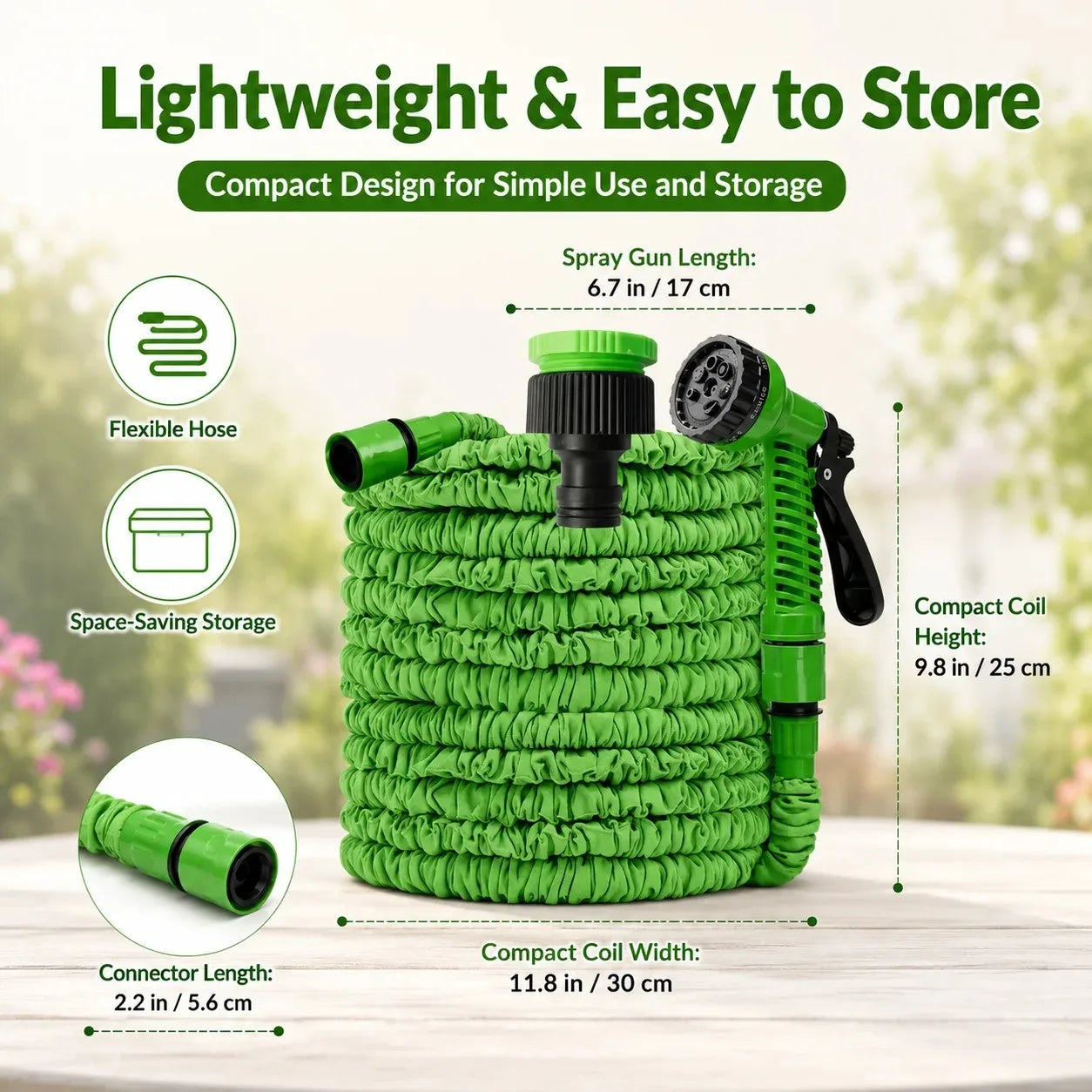 High Pressure Durable Retractable Magic Water Hose with Spray Nozzle Expandable Garden Hose for Car Washing Watering Plants Lawn Care Garden Irrigation Household Cleaning