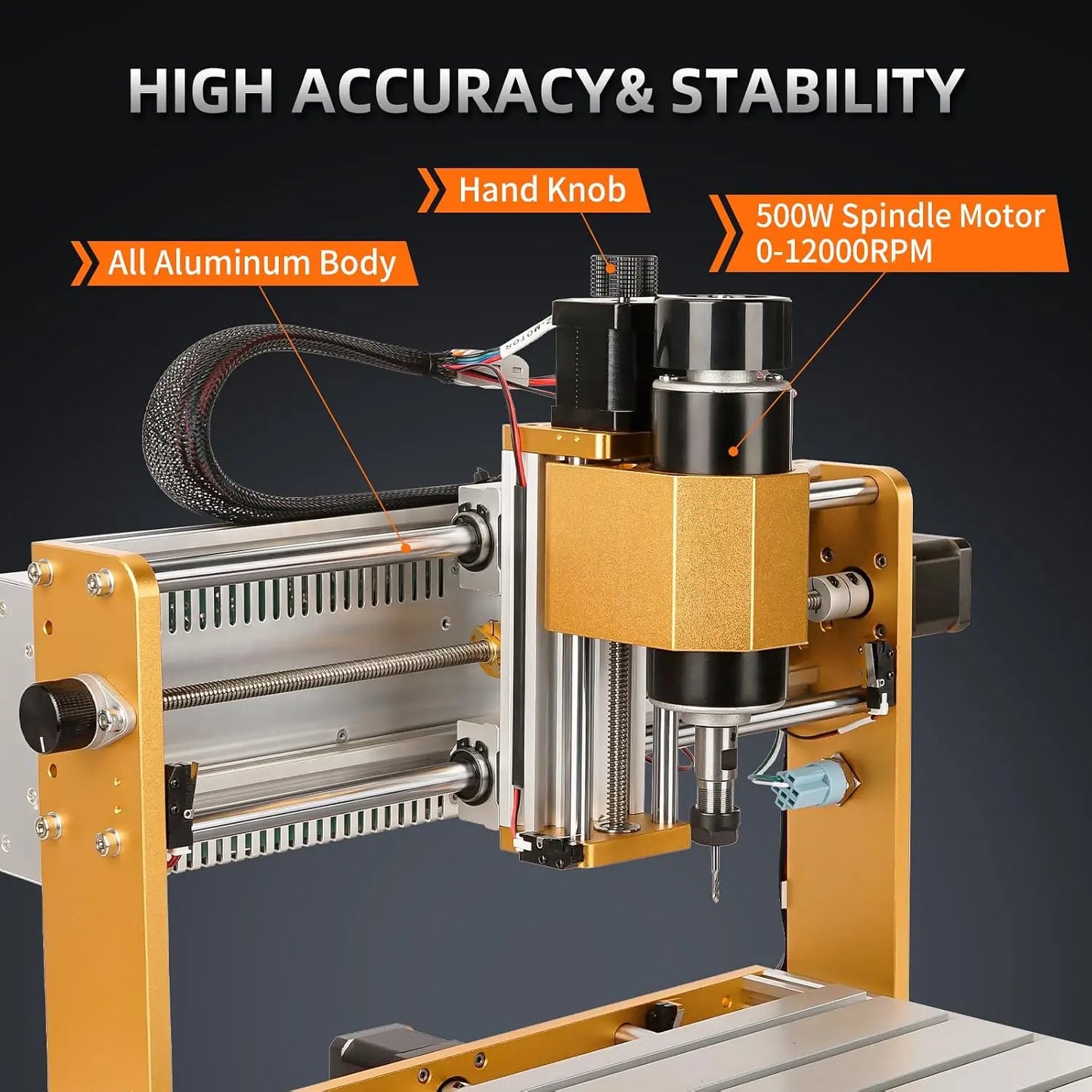 CNC3018pro Machine 500W All-Metal CNC Router Machine 3 Axis Limit Switches & Emergency-Stop with GRBL Offline Control