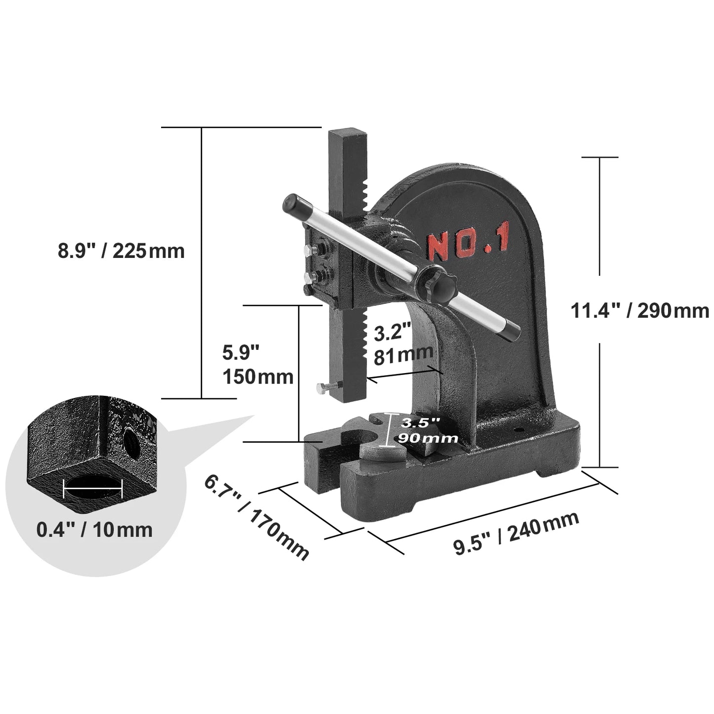 SucceBuy 1 Ton Arbor Press Manual Arbor Press Cast Iron Heavy-duty Manual Desktop Arbor Press Precision Hand Press for Stamping
