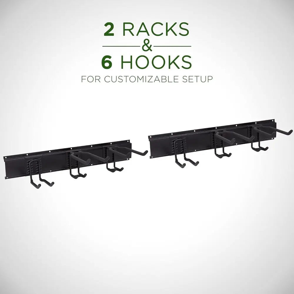8-Piece Metal Wall-Mounted Garage Organizer for Brooms, Mops, Rakes, and Tools