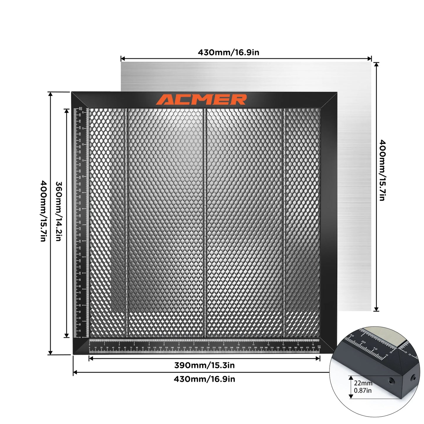 ACMER Laser Cutting Honeycomb Working Table for CO2 or diode Laser Engraver Cutting Machine 300x300/330x330/400x400/440x440x22mm