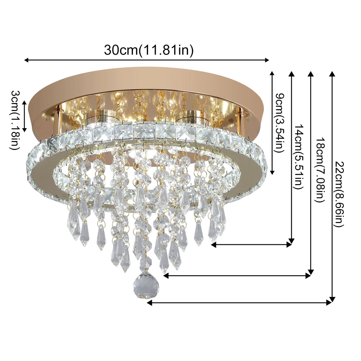 GreeLustr Luxury Crystal Chandelier LED Ceiling Light Modern With Bulbs