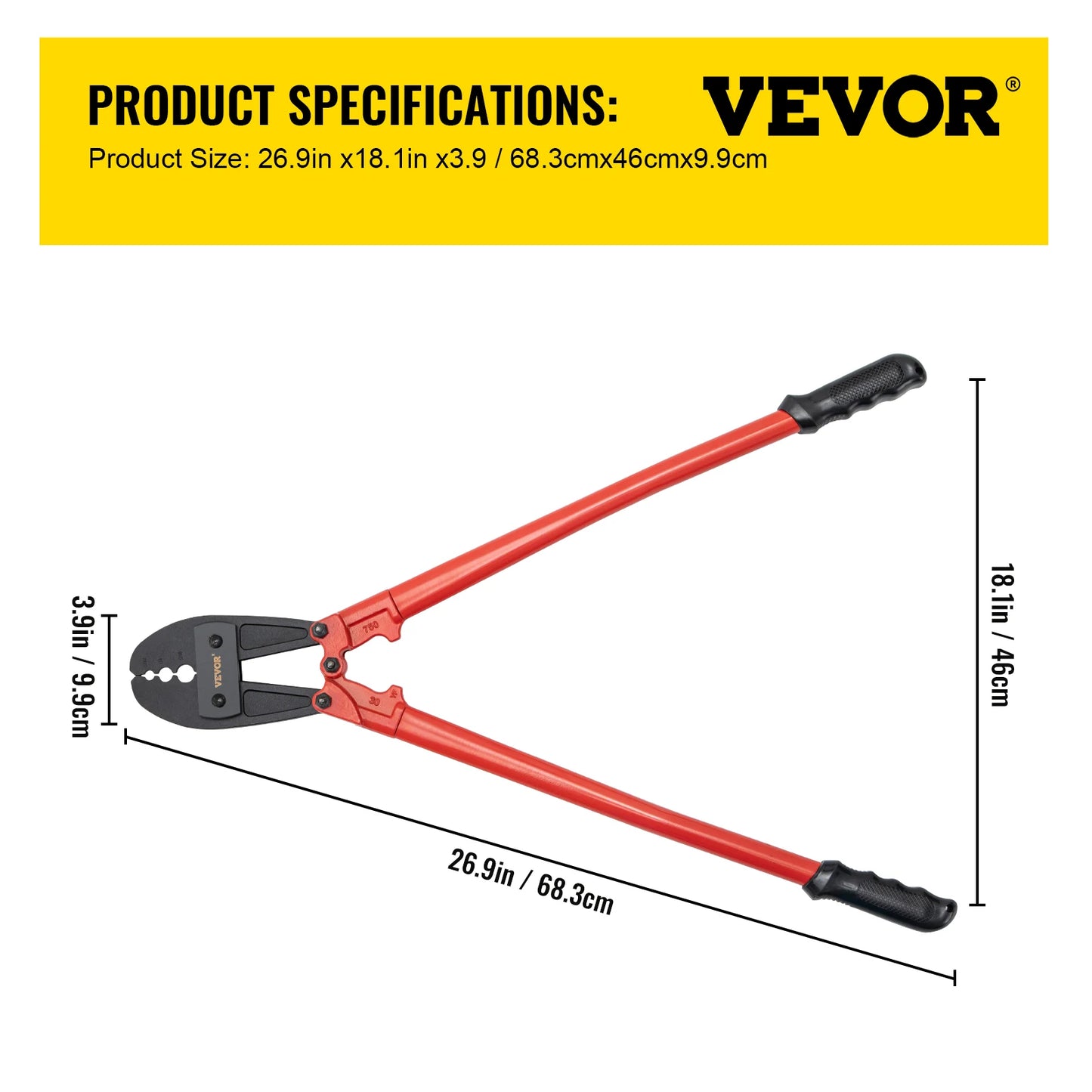 SucceBuy 24/30Inch Wire Rope Swager Crimper Tool Insulated Handle Aluminum Copper Cable Fishing Sleeves Cutter Crimping Pliers