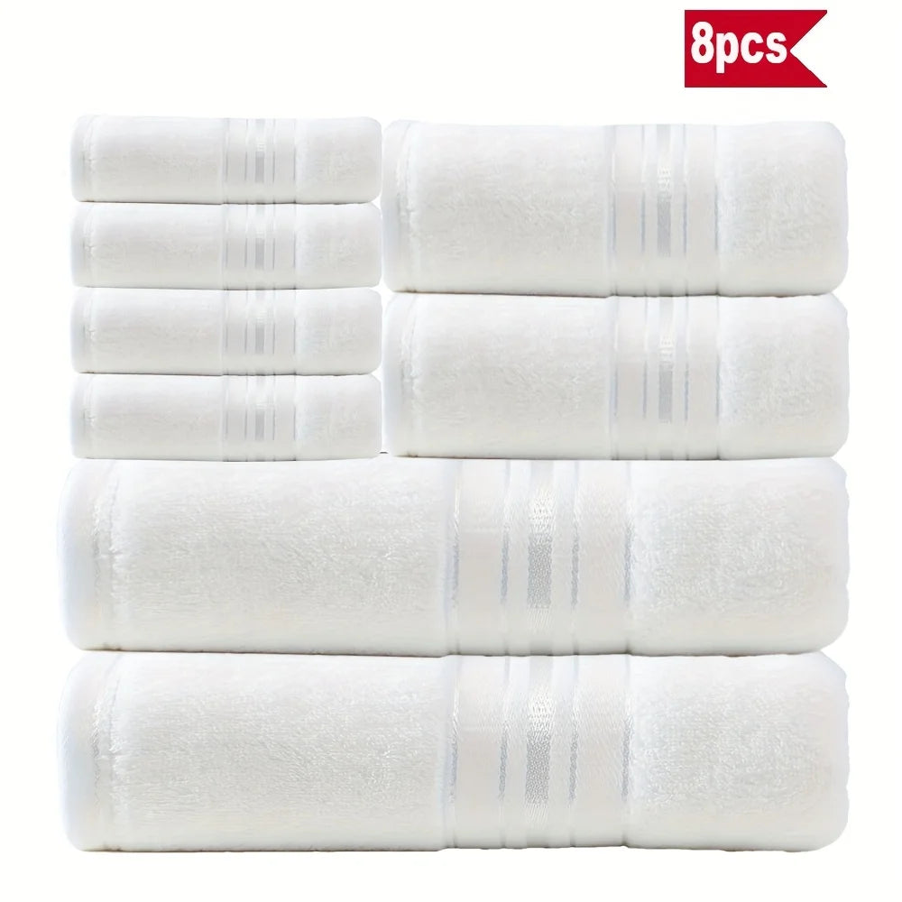 8 Piece Luxury Towel Set – Majestic Plush, Super Absorbent & Quicker-to-Dry, Thick 100% Ring Spun Cotton Towels for Bathroom, Spa & Hotel – 2 Bath, 2 Hand, 4 Washcloths