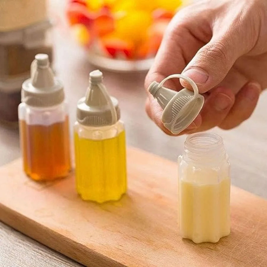 4pcs Mini Jam Squeeze Bottle Jar Sae Seasoning Box with Lid Squeeze Bottle Portable PP en Easy Clean Spices Storage Container
