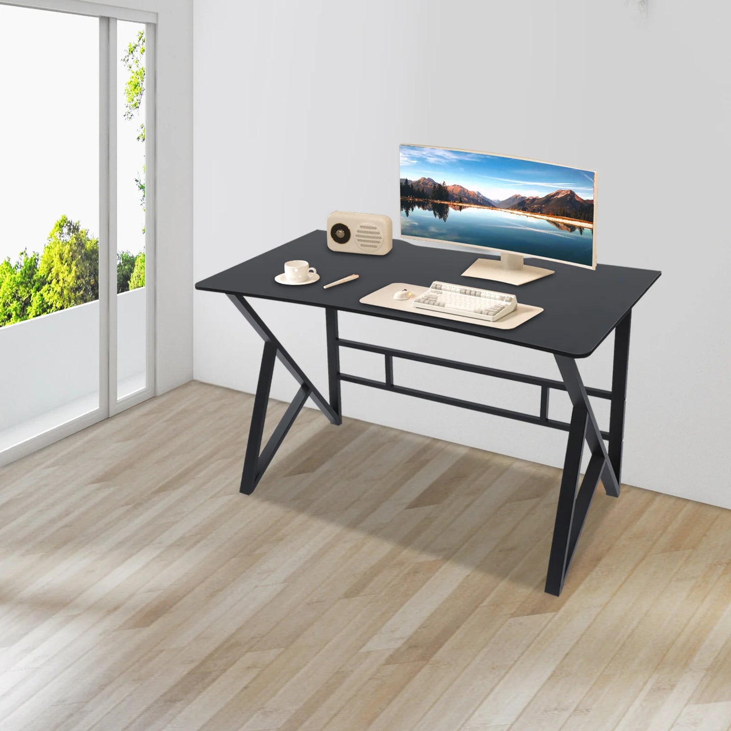 120x60cm/140x60cm K-shaped legs Computer Desk Home Office Writing Desk Ergonomic Student Writing Desk Gaming Desk 110 lbs Load-bearing