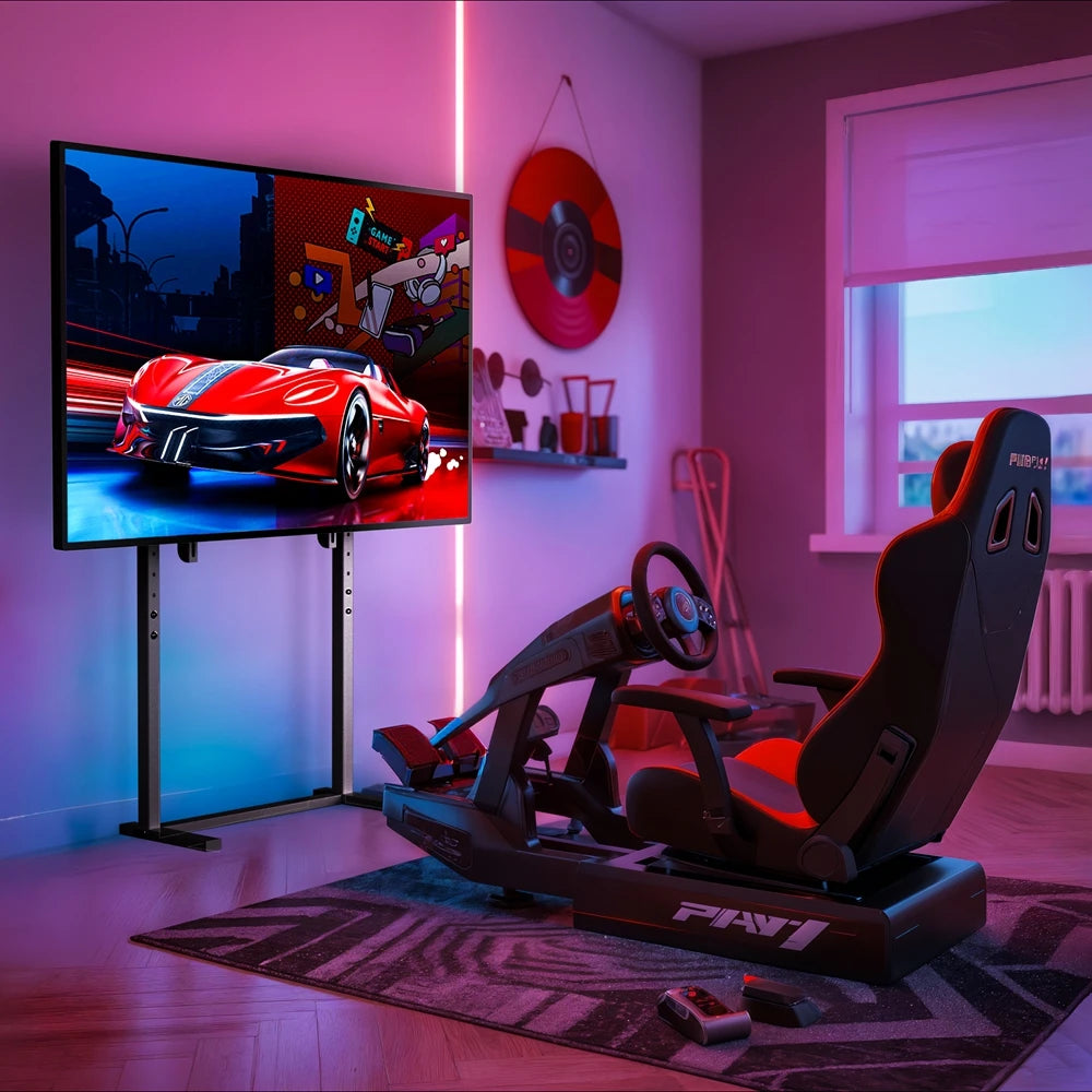 UNHO höhenverstellbarer mobiler TV-Ständer, geeignet für 32-85-Zoll-LED-LCD-Bildschirm, porenfreie Installation, kompatibel mit Panel-TV, Spielmonitorständer, VESA-Standard 600 × 400 mm, maximale Tragfähigkeit 40 kg / 8