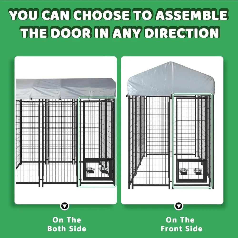Heavy Duty Outdoor Dog Kennel With Double Latch And Sunshade Cover