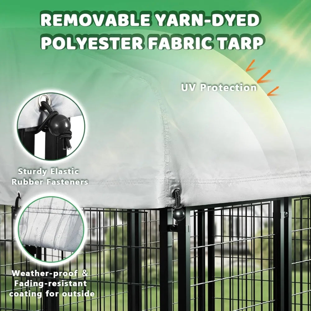 Heavy Duty Outdoor Dog Kennel With Double Latch And Sunshade Cover