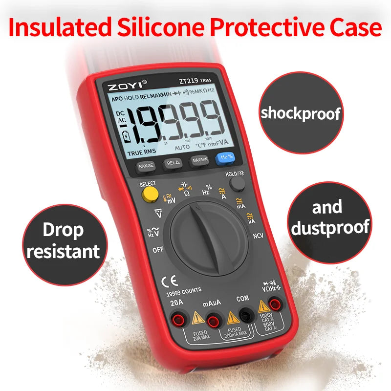 ZOYI ZT-219 Digital multimeter 19999 count true effective value multimeter AC/DC ammeter voltmeter professional voltage tester