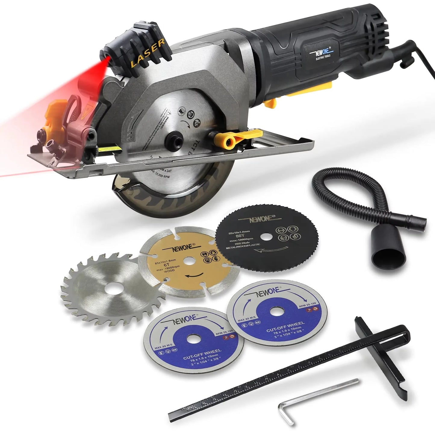 NEWONE Electric Mini Circular Saw With Laser For Cut Wood, PVC Tube, Multifunctional Electric Saw DIY Power Tool
